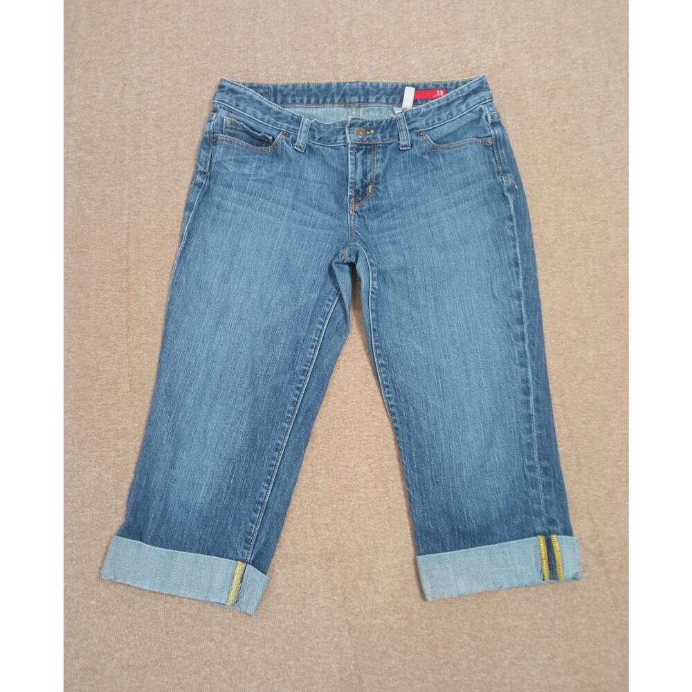 Vtg Express X2 Women's Cuffed Capri Jeans Blue Denim Size 8